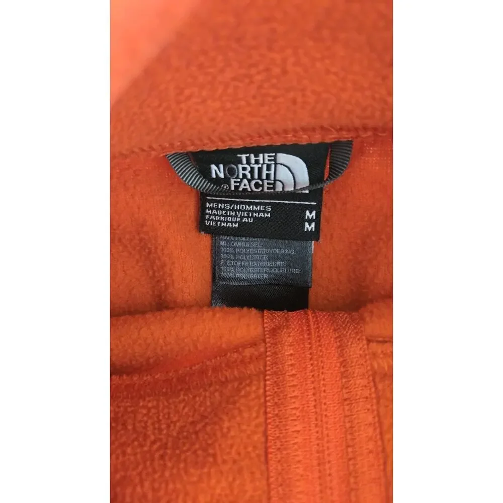 The North Face Men's m Orange Full-Zip Fleece Jacket Pockets